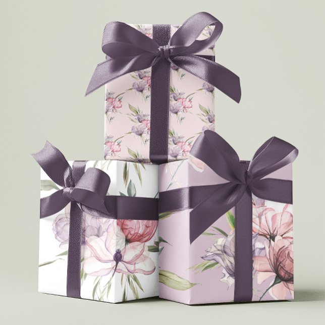 Feuilles de papier d'emballage Boho Rose  (Celebrate someone special with these watercolor floral wrapping paper sheets! )