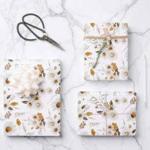 Feuilles de papier d'emballage botanique floral