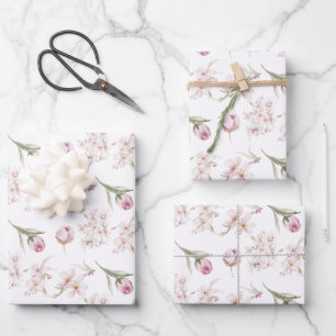 Feuilles de papier d'emballage de fleurs de cerisi