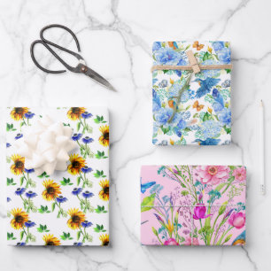 Feuilles de papier d'emballage de fleurs d'été