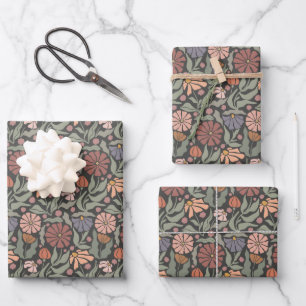 Feuilles de papier d'emballage de fleurs vintage r