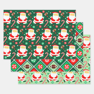 Feuilles de papier d'emballage de football de Noël