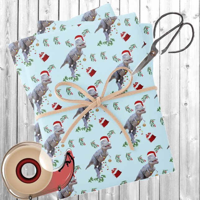 Feuilles de papier d'emballage de Noël de dinosaur (Créateur téléchargé)