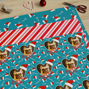 Feuilles de papier d'emballage de Noël sarcelle po