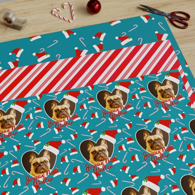 Feuilles de papier d'emballage de Noël sarcelle po (Upload your pup's photo and wish him (or her) Happy Howlidays from me!)
