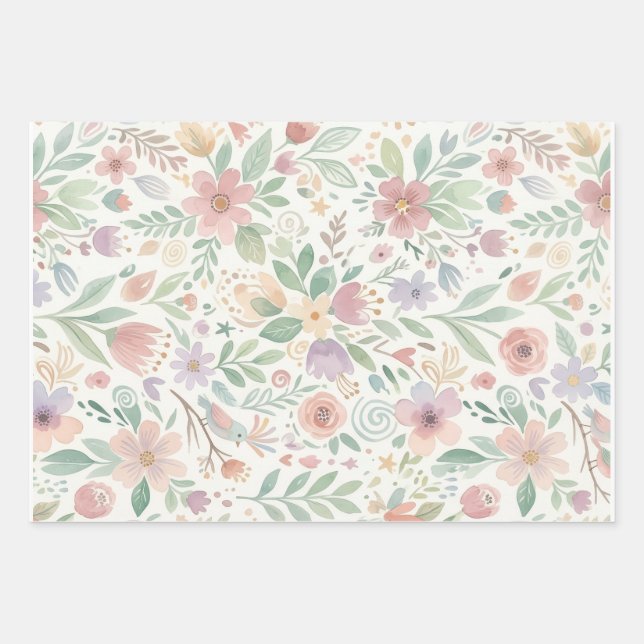 Feuilles de papier d'emballage en molleton floral  (Devant)