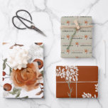 Feuilles de papier d'emballage floral d'automne<br><div class="desc">Célébrez toute occasion spéciale avec ce joli papier d'emballage personnalisé félicitations automne/hiver ! La papeterie de mariage assortie est disponible sous ma "collection de mariage".</div>