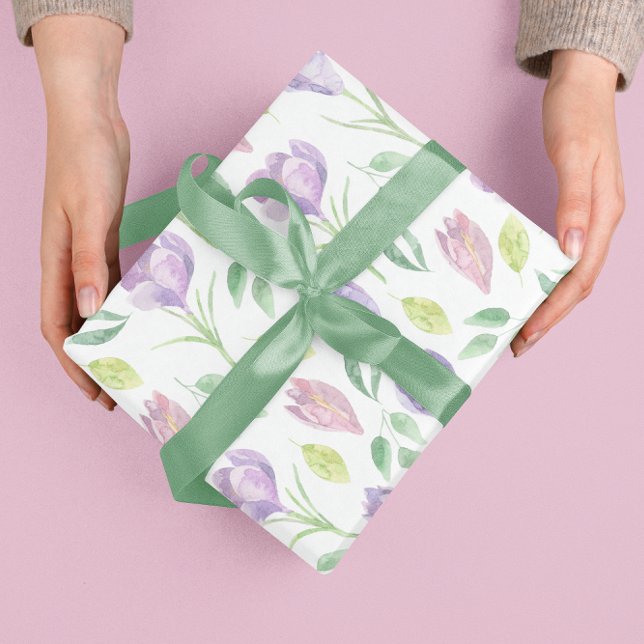 Feuilles de papier d'emballage floral de printemps (Celebrate someone special with these lovely pastel watercolor floral wrapping paper sheets! )