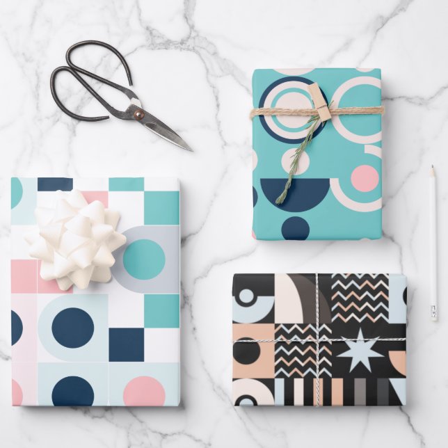 Feuilles de papier d'emballage géométriques simple (Recto)