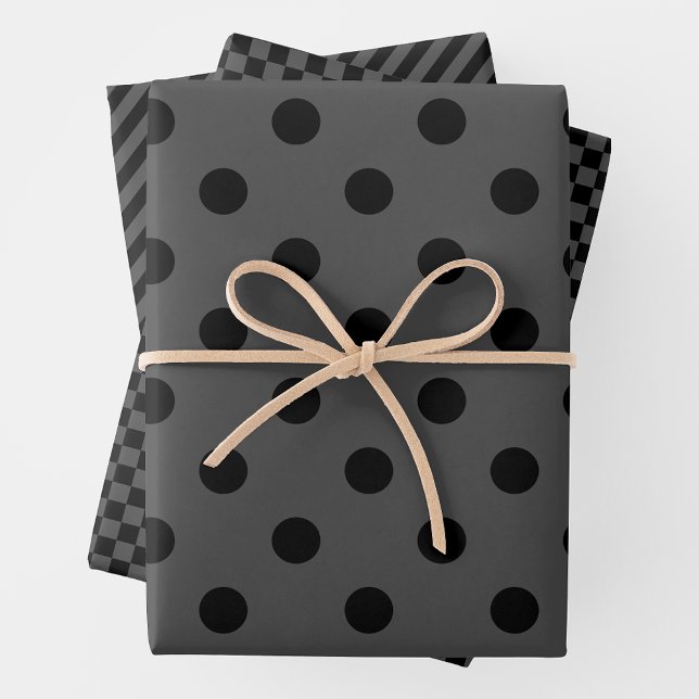 Feuilles de papier d'emballage gris et noir (Créateur téléchargé)
