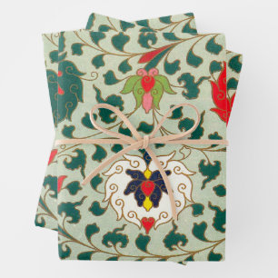 Feuilles de papier d'emballage ornementales asiati