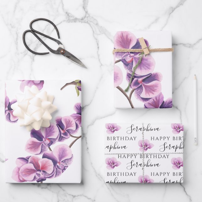 Feuilles de papier d'emballage pour orchidées d'an (Recto)