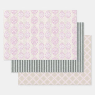 Feuilles de papier d'emballage rayées damassées pa