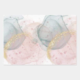 Feuilles de papier d'emballage Rose et vert