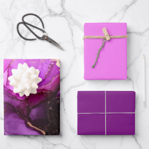 Feuilles de papier d'emballage rose violet noir