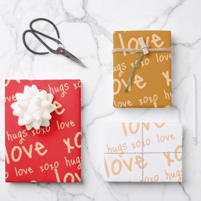 Feuilles de papier d'emballage Saint-Valentin Amou (Recto)