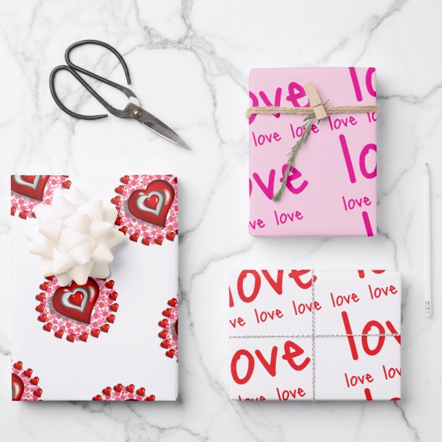 Feuilles de papier d'emballage Saint-Valentin Amou (Recto)