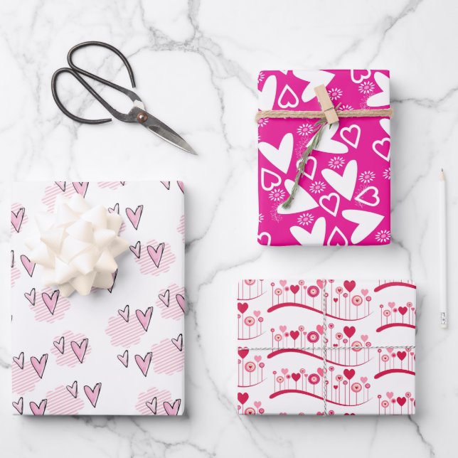 Feuilles de papier d'emballage Saint-Valentin Cœur (Recto)