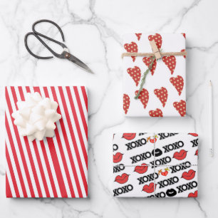 Feuilles de papier d'emballage Saint-Valentin rayu