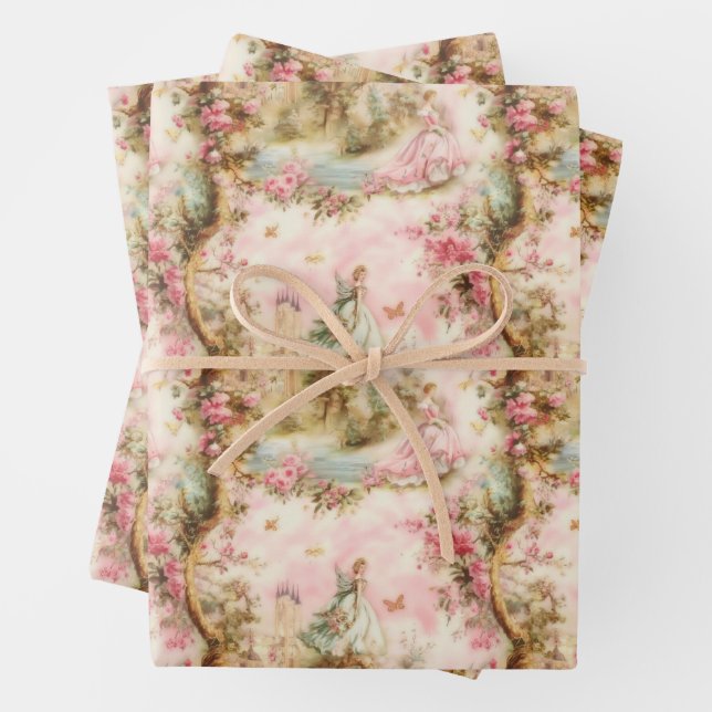 Feuilles de papier d'enrobage en toile blanche ros (En situation)