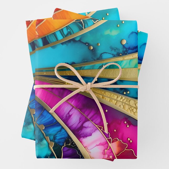 Feuilles de papier d'enveloppement Art déco coloré (Créateur téléchargé)
