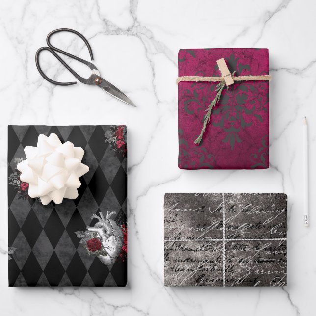 Feuilles de papier d'enveloppement cardiaque gothi (Recto)