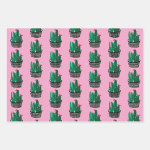 Feuilles de papier d'enveloppement de cactus moder