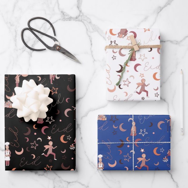 Feuilles de papier d'enveloppement de cadeaux Aïd, (Recto)