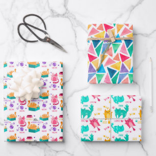 Feuilles de papier d'enveloppement de chats