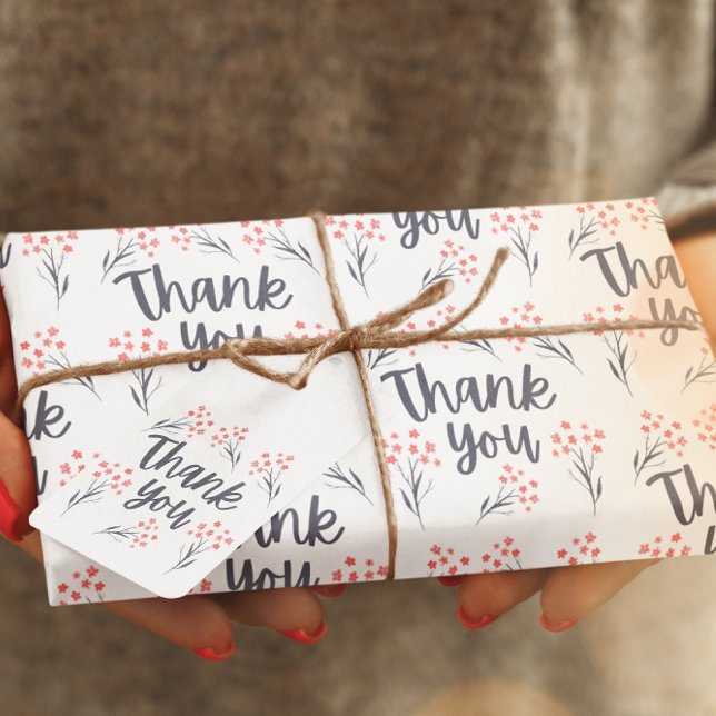 Feuilles de papier d'enveloppement de Merci (Show your gratitude with these lovely floral, "Thank you" wrapping paper sheets! )