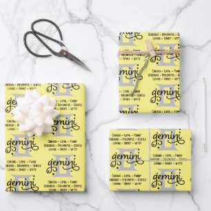 Feuilles de papier d'enveloppement de Trait Gemini