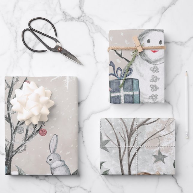 Feuilles de papier d'enveloppement d'hiver (Recto)