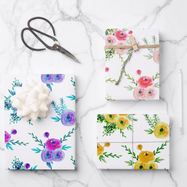 Feuilles de papier d'enveloppement Motif de bouque (Recto)