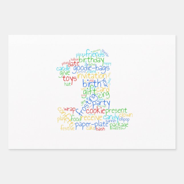 Feuilles de papier d'enveloppement pour 1er annive (Devant 3)