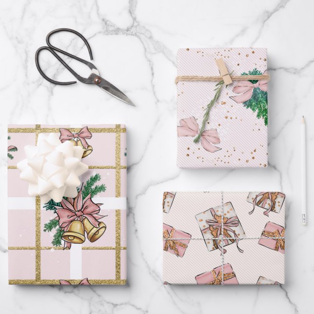 Feuilles de papier d'enveloppement rose Jeu Fille (Recto)