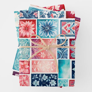 Feuilles de papier d'habillage d'art de timbre d'a