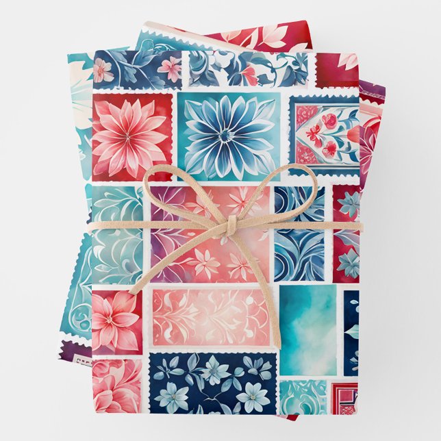 Feuilles de papier d'habillage d'art de timbre d'a (Créateur téléchargé)