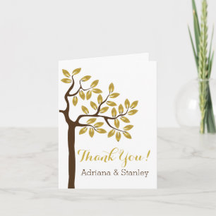 Feuilles de papier d'or mariage moderne Merci
