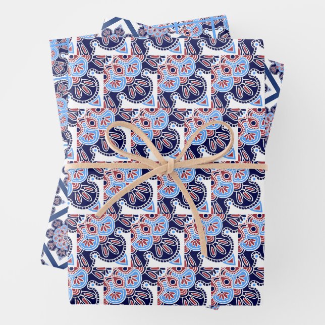 Feuilles de papier, ensemble de carreaux bleus de  (En situation)