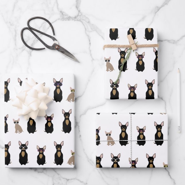 Feuilles de papier enveloppant Chihuahua (Recto)