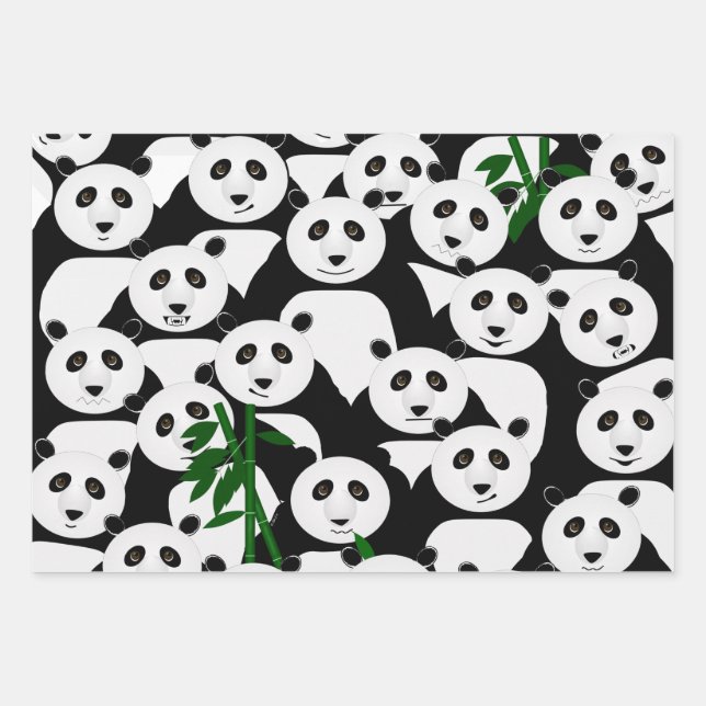 Feuilles de papier enveloppant de pandas (Devant)
