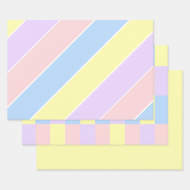 Feuilles de papier enveloppant Pastel Spring Strip (Lot)
