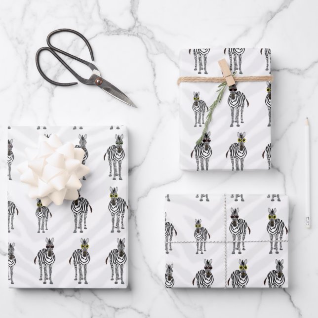 Feuilles de papier enveloppant Zebras (Recto)