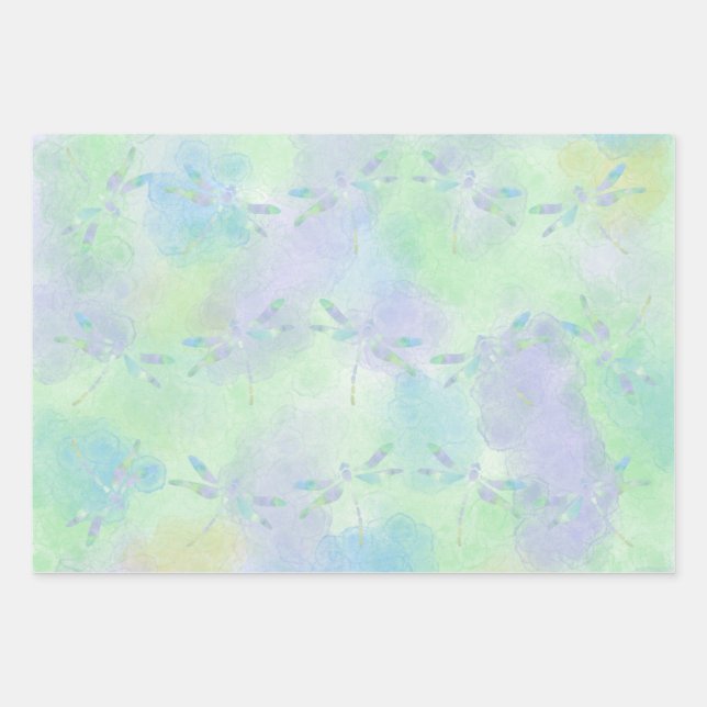 Feuilles de papier enveloppantes de libellules (Devant)