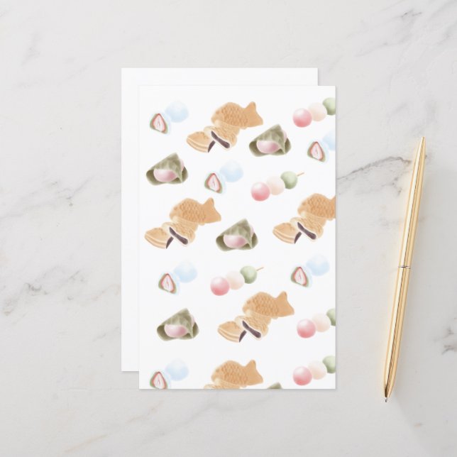 Feuilles de papier Motif japonais Wagashi (Devant/Arrière en situation)