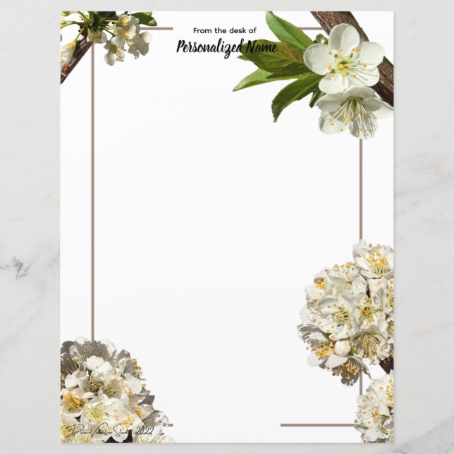 Feuilles de papier non alignées en fleurs de prune (Devant)