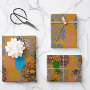 Feuilles de papier orange Brown bleu vert pour env