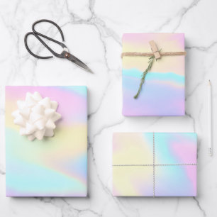 Feuilles de papier Pastel Holographique Arc-en-cie