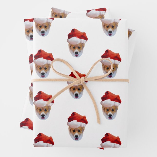 Feuilles de papier père Noël Corgi (En situation)