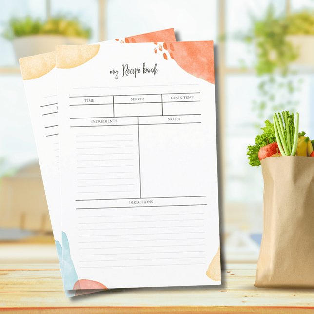 Feuilles de papier pour vos recettes de famille (Créateur téléchargé)
